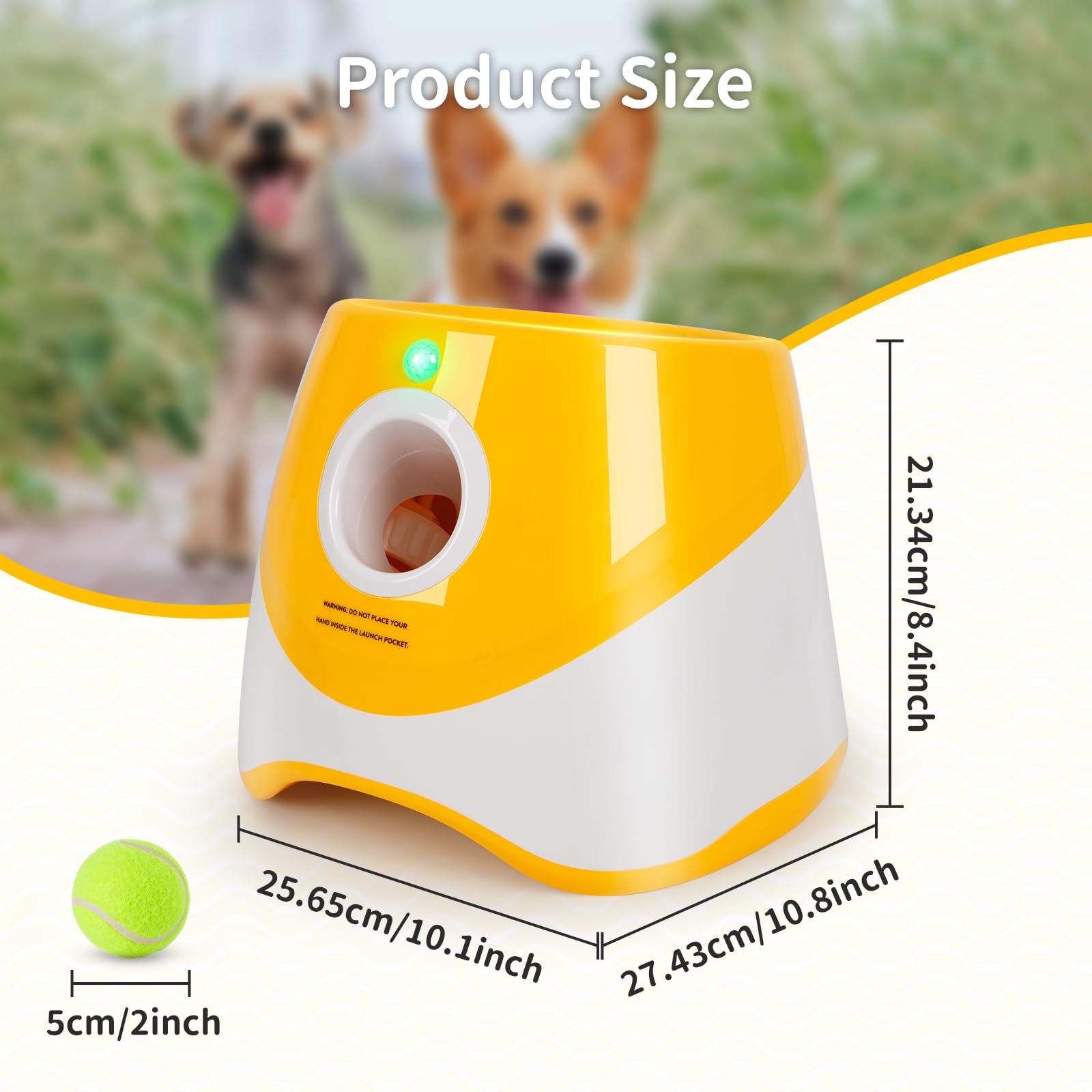 Lancia Palline per Cani, Spara Palline Automatico con 6 Palline, Giocattoli Interattivi per Cani di Piccola Taglia, Macchina Lanciapalle per Cane per Interni ed Esterni, Arancia