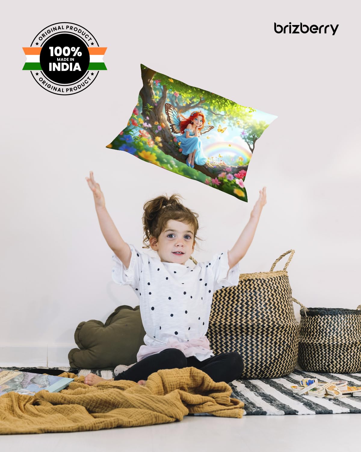 Brizberry® Kids Pillow Cushion with Super Soft Fabric | Animal & Cartoon Prints | 12x18 inches (Design 30) - Image 7 thumbnail