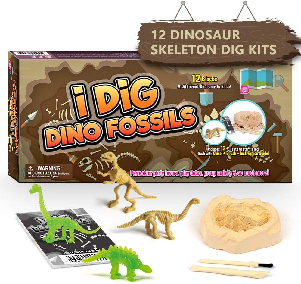 Dr. Daz Dinosaur Skeleton Excavation Set for Children Glow-in-the-Dark Dino Toy Digging Toy Party Bringing Kit Archaeology