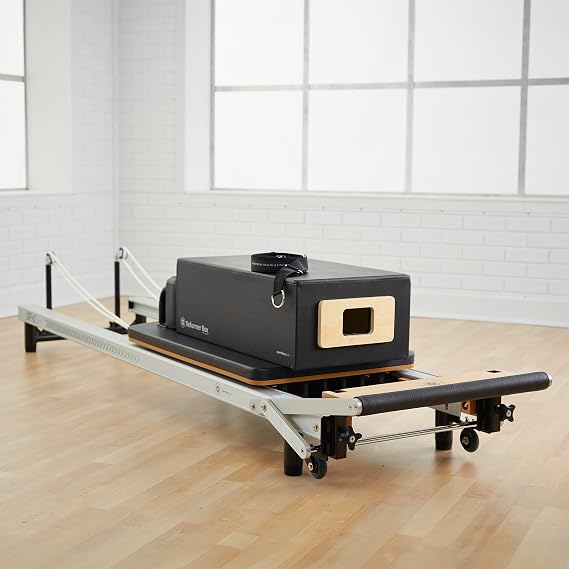MerrithewTM at Home SPX Reformer Package with Reformer Box, Footstrap, Padded Platform Extender and Metal Roll-up Pole Pilates Workouts at Home