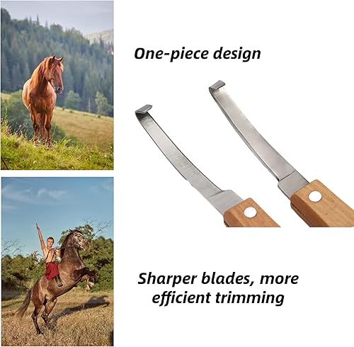 Miniatura 3 de SHYEKYO Cuchillo de pezuña, cuchillo de acero al carbono con forma de hoja recta con mango de madera antideslizante, versátil herramienta de corte