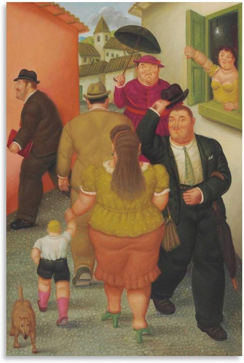 Amazon|フェルナンドボテロザストリート 2 キャンバスアートポスターと壁アート写真プリント現代家族の寝室の装飾ポスター|ウォール