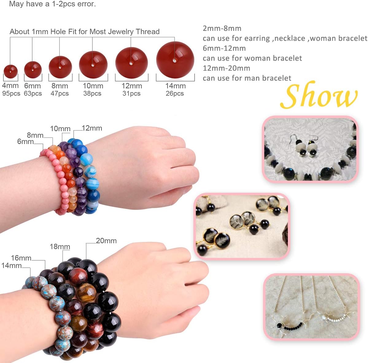 Gem-Inside 5MM Natural Faceted Black Spinel Round Gemstone Beads for Jewelry Making Beads Strand 15 Inches - Image 6