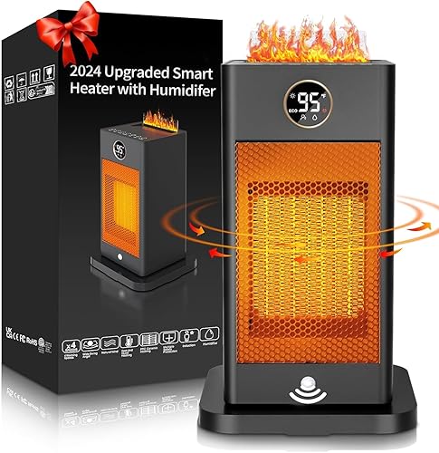 Miniatura 1 de Calentador de espacio con humidificador, 2024 actualizado 2s de calentamiento rápido y seguro, calentadores de cerámica PTC para uso en interiores,