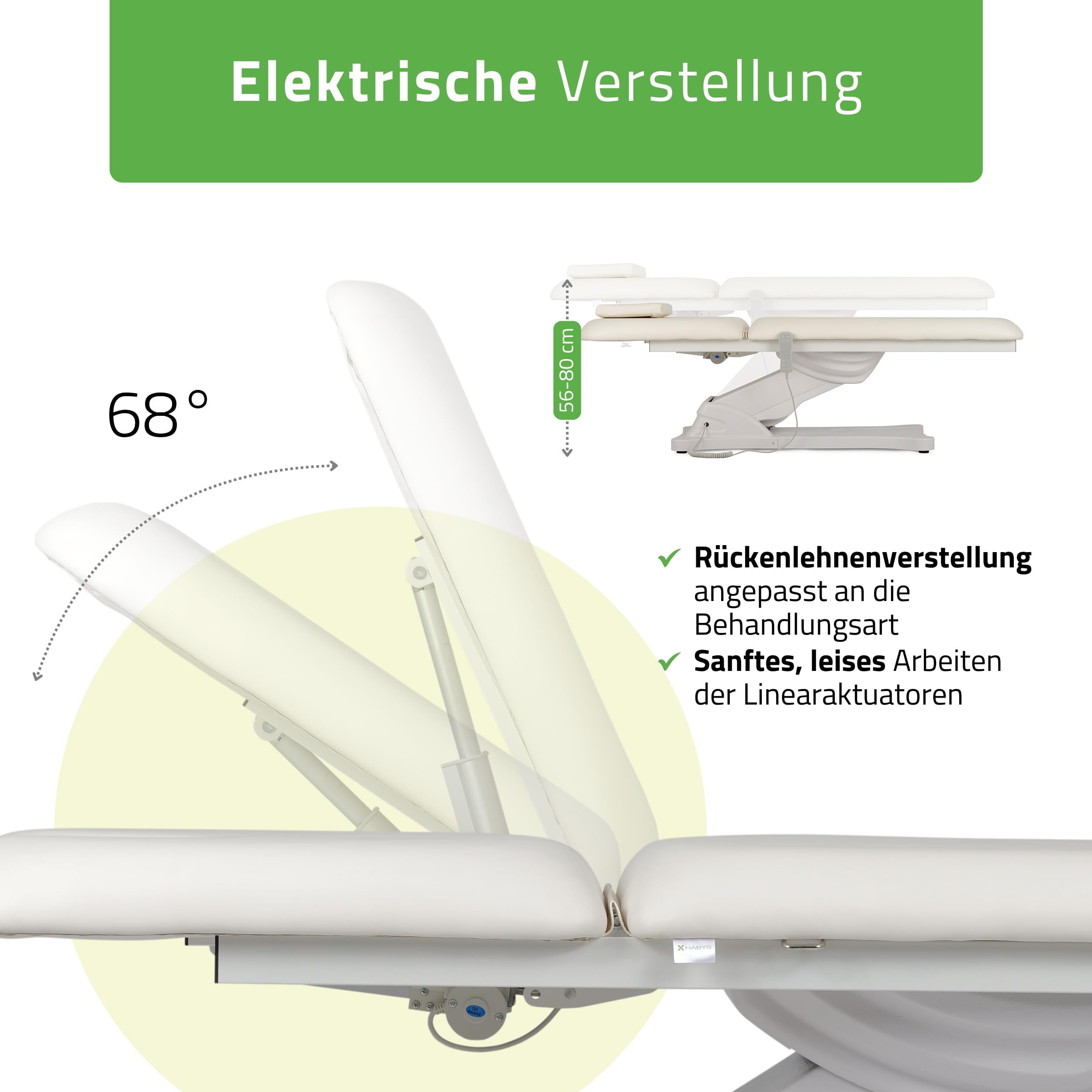 HABYS Camilla PRO 2 mit Heizung | Wellness & Spa elektrische Kosmetikliege Massageliege, Behandlungsliege | Höhenverstellbar Elektrisch | 199 x 74 cm