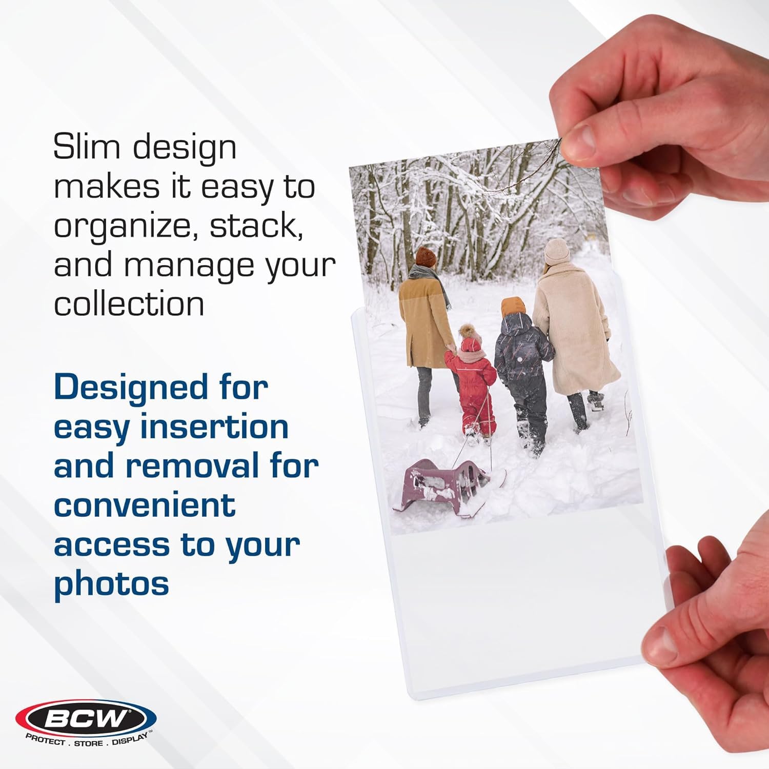 BCW 4x6 Photo Topload Holders - 25 Pack Blue-Tinted Plastic Protectors For Photos, Prints & Postcards