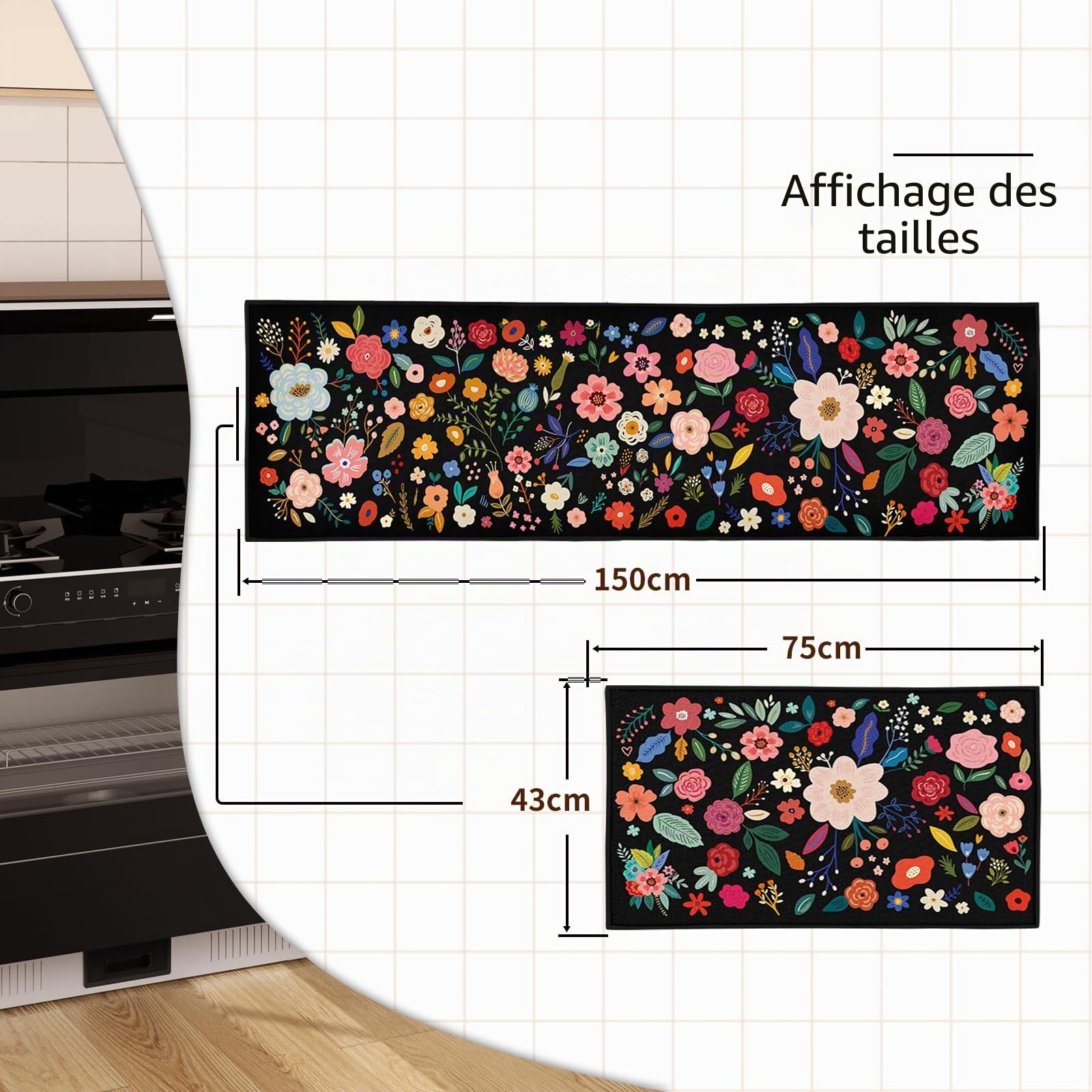 Tapis antidérapants de cuisine lavable anti-fatigue lot de 2 décoration maison
