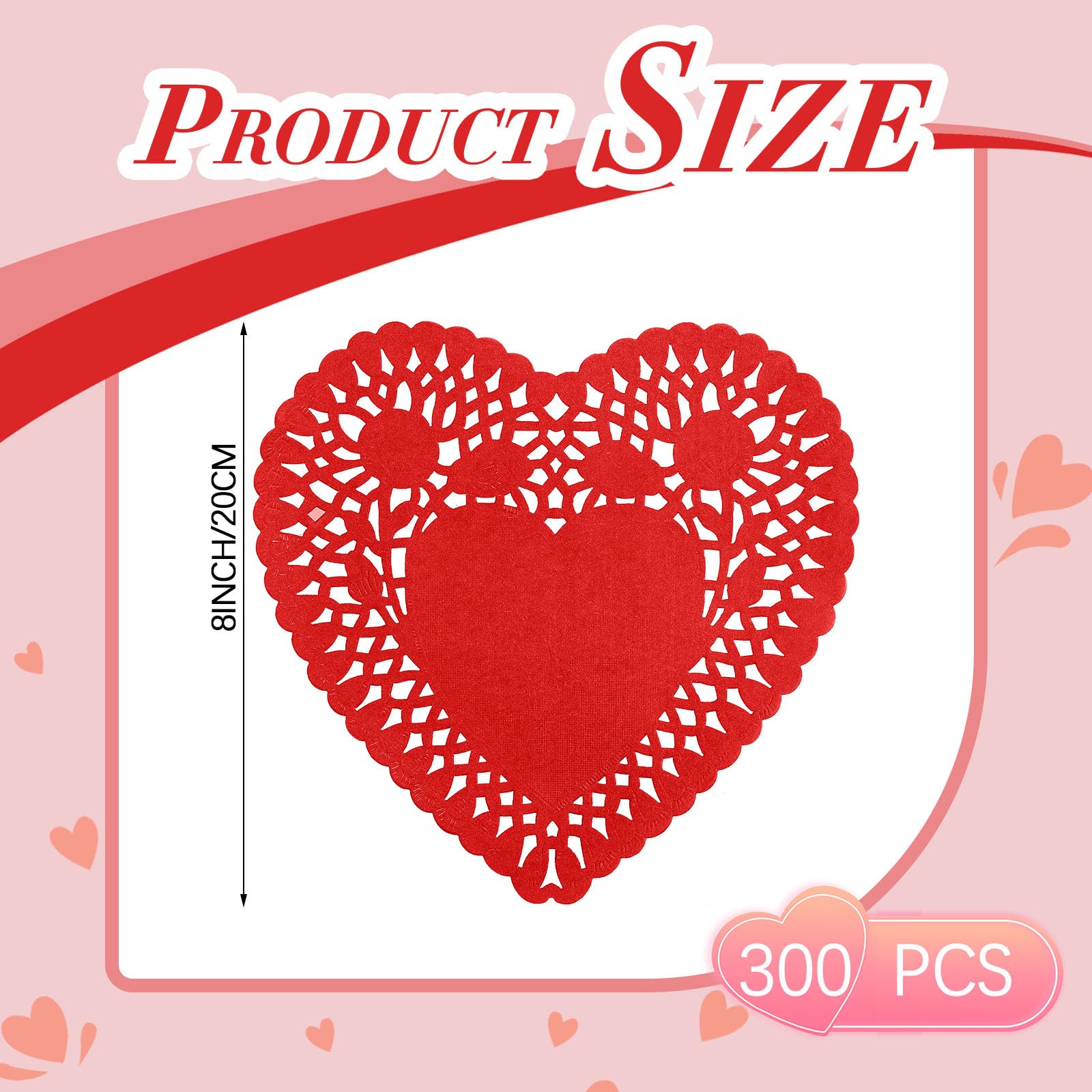 30 Red Heart Shaped Die Cut Paper Doilies - 6 inches