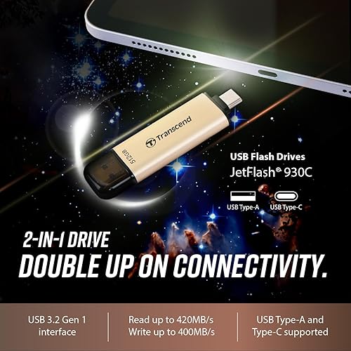 Miniatura 2 de Transcend Unidad flash USB C dual de 256 GB, Photo Stick para iPhoneiPadMac, WindowsAndroidTabletPCSmart TVconsola de juegos, hasta 420 MBs, USB 3.2