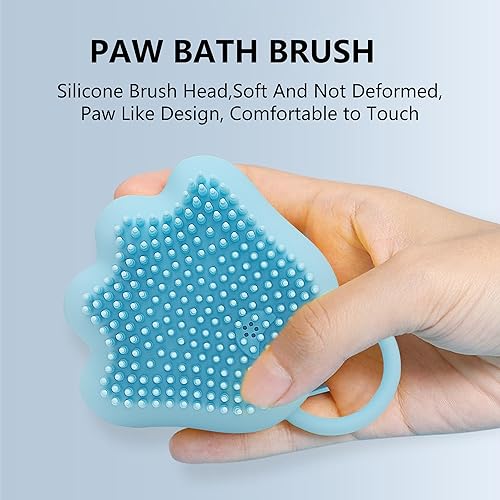 Miniatura 3 de Kit de 4 cepillos de aseo para gatos y perros, cepillo deslizante autolimpiante para desprendimiento, cepillo de baño de patas para ducha, cepillo