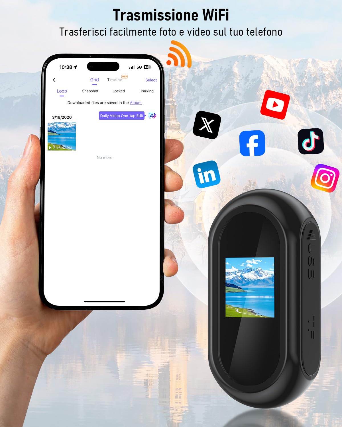 Mini Action Cam 2K, Telecamera Moto Portatile Sportkamera WiFi, 120° Videocamera Sport Videocamera POV Vlog Fotocamera Magnetica per Ciclismo Moto Conferenze Viaggio