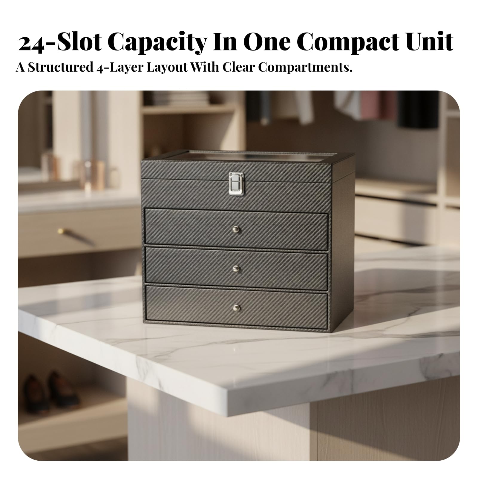Staubdicht Brillenaufbewahrung mit 24 | Brillen-Organizer mit Schubladen, elegant, Aufbewahrungsbox, für Kommode, Schreibtisch, Sammler