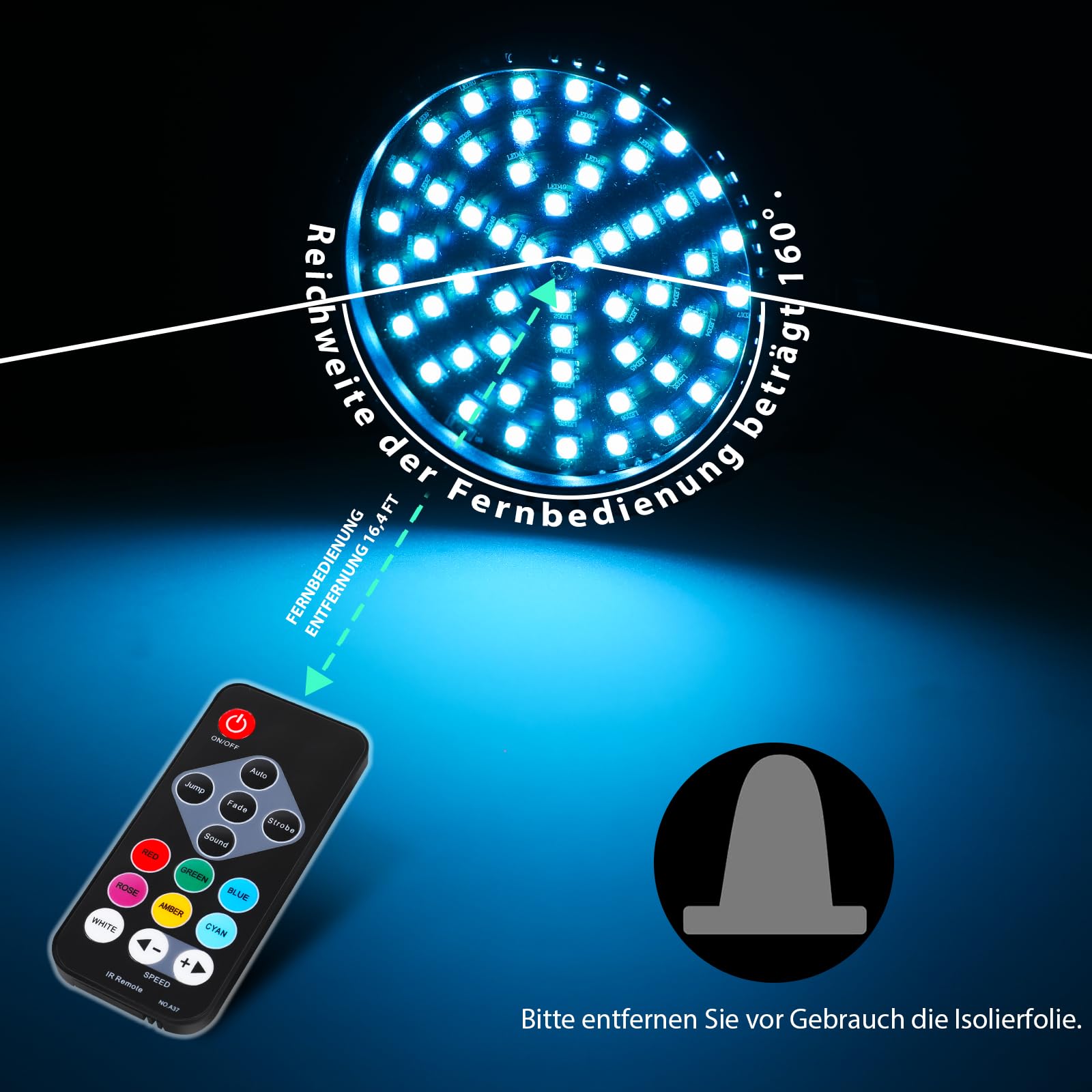 Telbum Akku Stroboskop Blitzer Halloween, Batteriebetrieb Stroboskop Disco Licht mit Fernbedienung, Sound Aktiviert RGB 54LED Wiederaufladbar Blitzlicht für Party DJ Weihnachten Hochzeit 2Pack