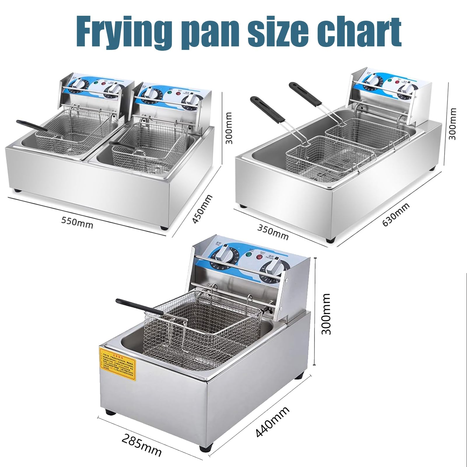 Freidora EléCtrica Comercial Tanques 10/20l Freidora De Aceite De Acero Inoxidable con Cestas para FreíR Tapas Temperatura Ajustable 50-200 Gradosc para Aros De Cebolla Pollo Papas Fritas
