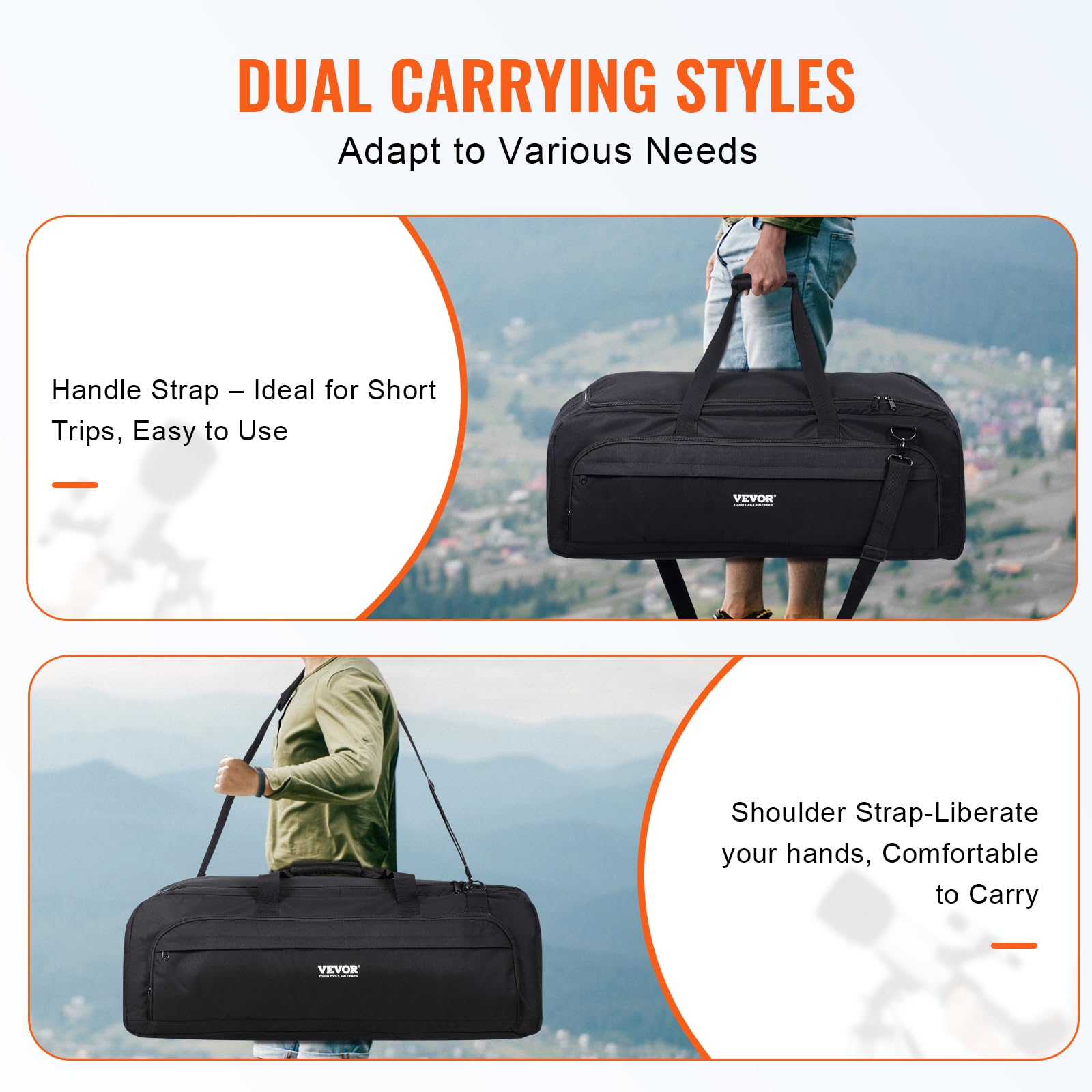 VEVOR Estuche para Telescopio de 770 x 320 x 270 mm, Bolsa para Guardar Telescopios con Hebillas Fijas, Bolsillos Múltiples y Divisor Desmontable, Bolsillo para Contrapeso para Tubo Óptico y Trípode