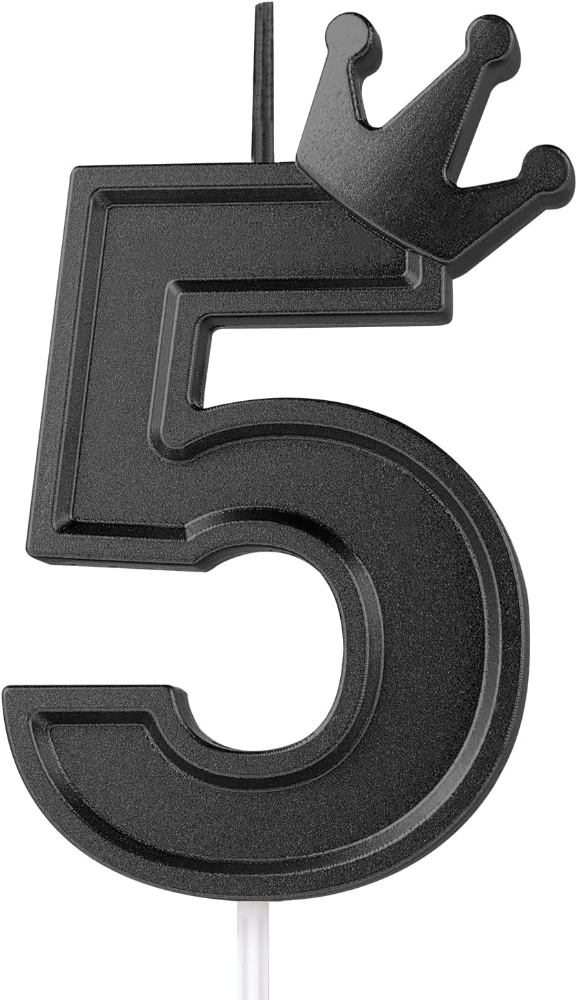 3inch Birthday Number Candle, Cake Topper Candle with Crown