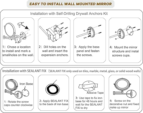 Miniatura 6 de Espejo de maquillaje iluminado montado en la pared, espejo de aumento recargable de doble cara de 8 pulgadas, 1X10X, espejo de tocador LED de 3