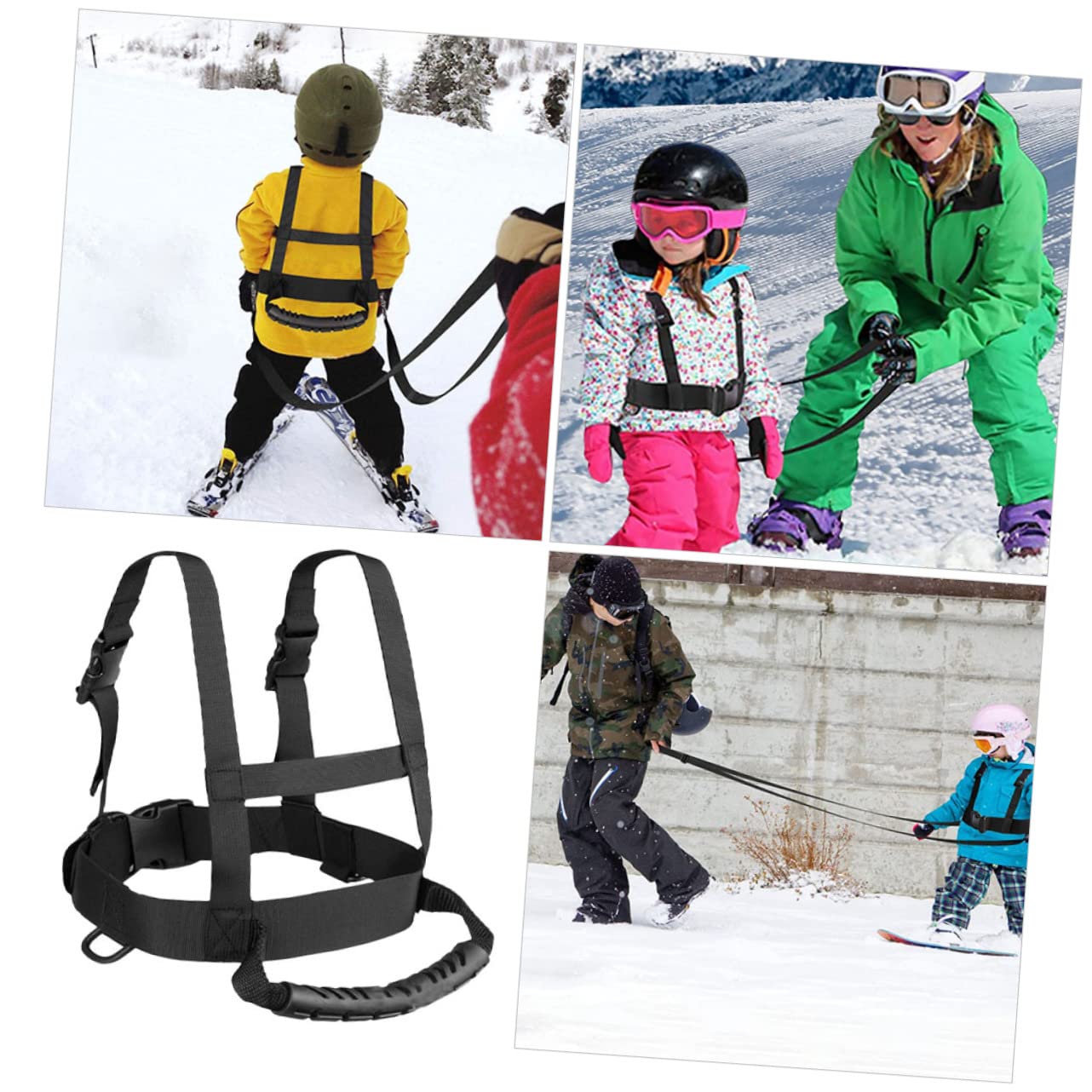 INOOMP Skiing Teaching Strap Sturdy Ski for Boys and Girls Portable Traction Belt for Beginners Safe Skating Aid Convenient Handles for Ski Training and Outdoor Fun