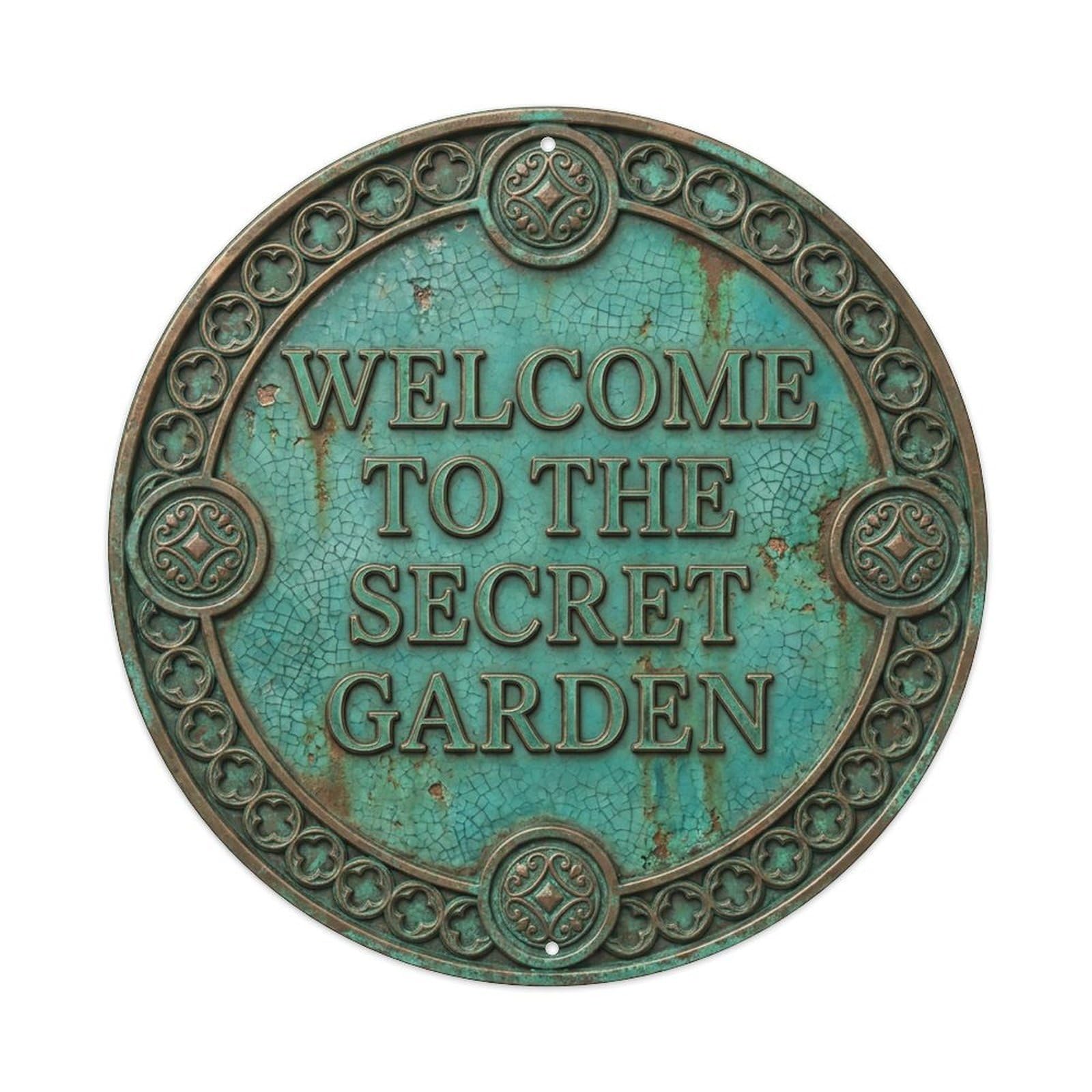 Vintage Welcome Secret Garden Ornate Elegant Metal Tin Sign