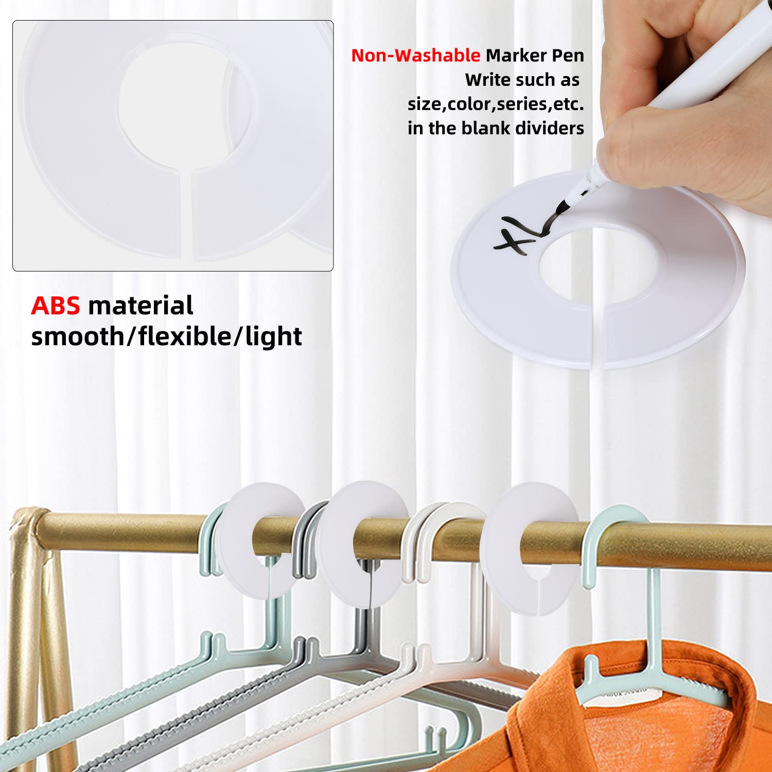 Ronde kledingverdelers - 16 stuks - wit - voor het sorteren van kleding