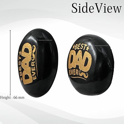 Miniatura 3 de Black Tourmaline Healing Palm Stone - Engraved Crystal for Christmas in July Gifts for Father Mother Daughter Brother Sister Kids Birthday (Best Dad