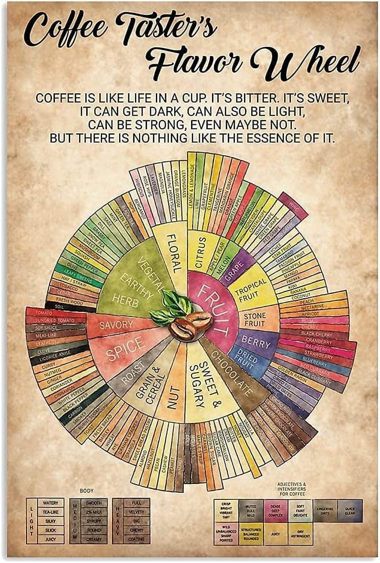 Bonoff Tinsignc801 Coffee Taster's Flavor Wheel Coffee Knowledge Vintage Home Decor Poster Decor Poster Wall Art Tin Sign Decor Metal Sign Poster 8X12 Inches