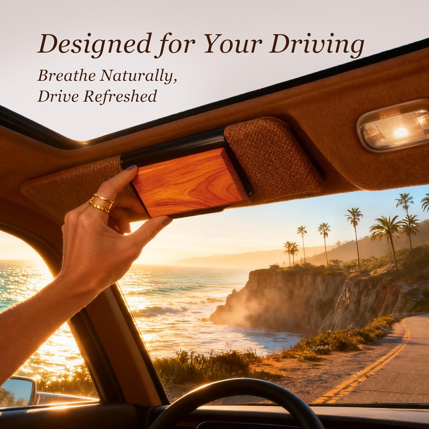 Car Air Freshener - Wooden Air Freshener-Teak Amber Cabana Variety Scent Refill - Long Lasting Natural Car Fresheners - Clip Included
