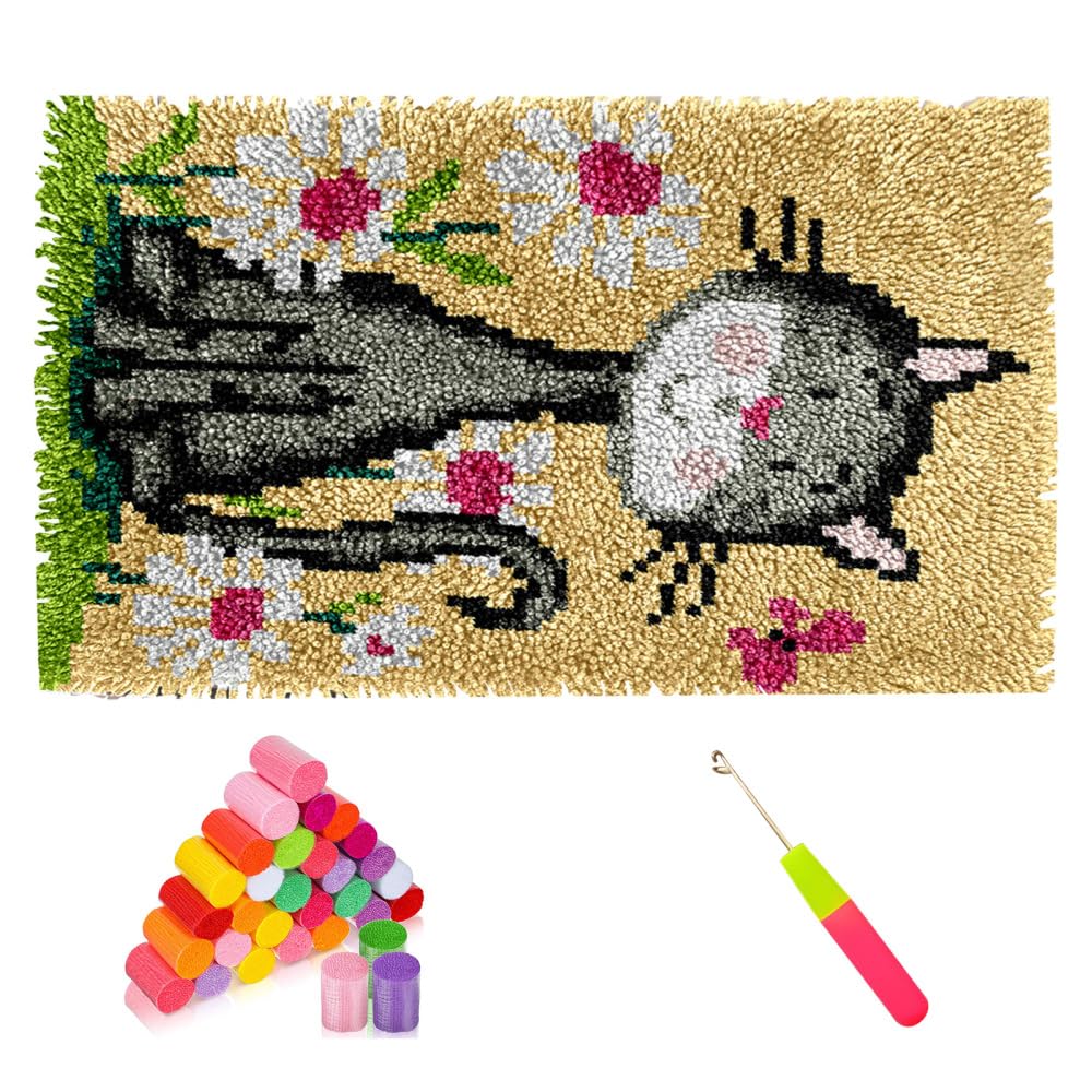 Bdkmms Dt432 Latch Hook Rug Kit, Crochet Yarn Rug Set Diy Carpet Embroidery Kit For Home & Office Decoration