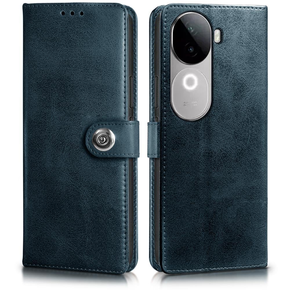 WOW IMAGINE Shock Proof Flip Cover Back Case for iQOO Z9s 5G | Vivo V40e 5G (Magnetic Button Flip Case | Wallet Pockets & Stand | Leather Finish | Oxford Blue) (B0DGTWPCBK) Amazon Price History, Amazon Price Tracker