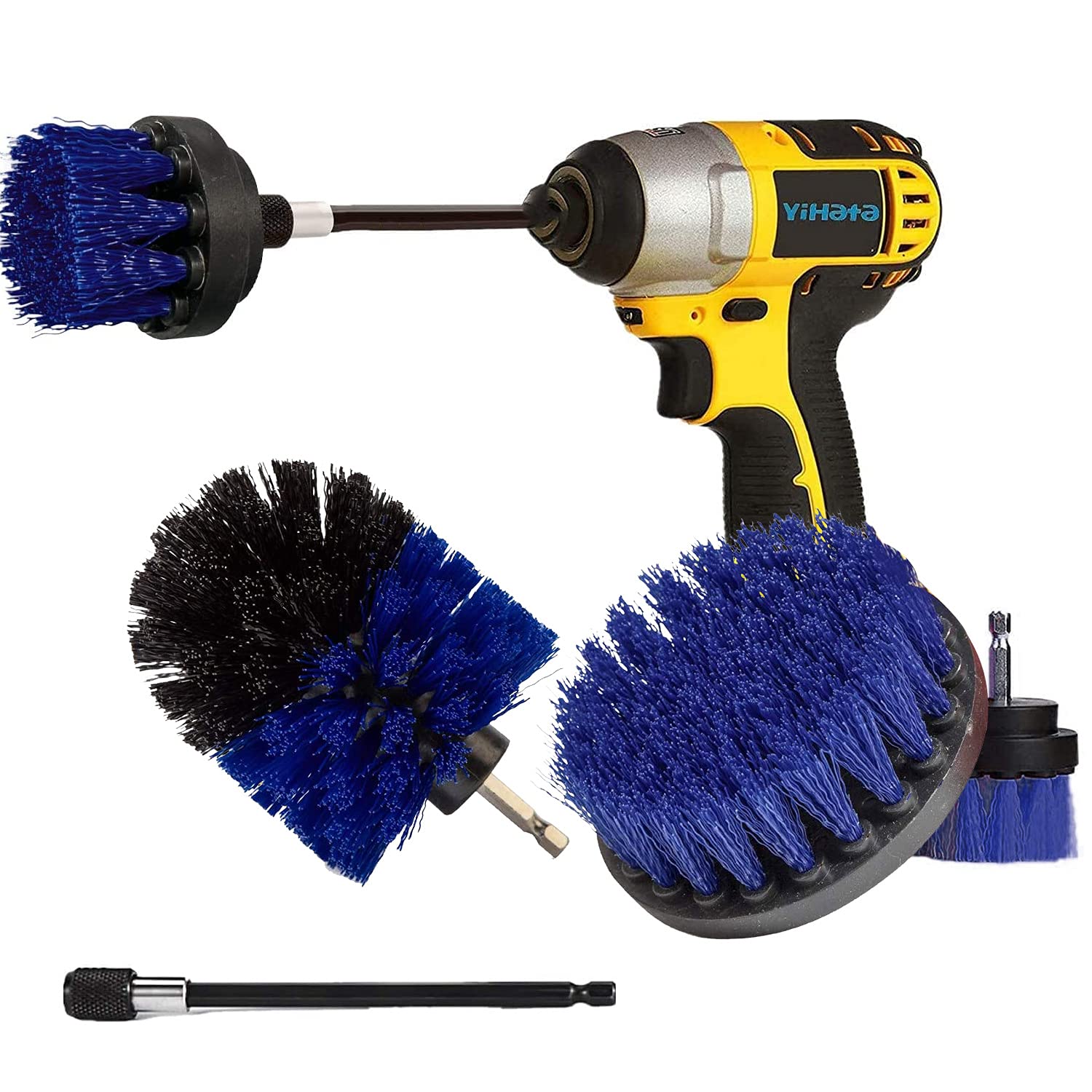 Buy YIHATA Drill Brushes Attachment Set Kit,Drill Scrubbing Brush,4 Piece Cleaner Extended Long