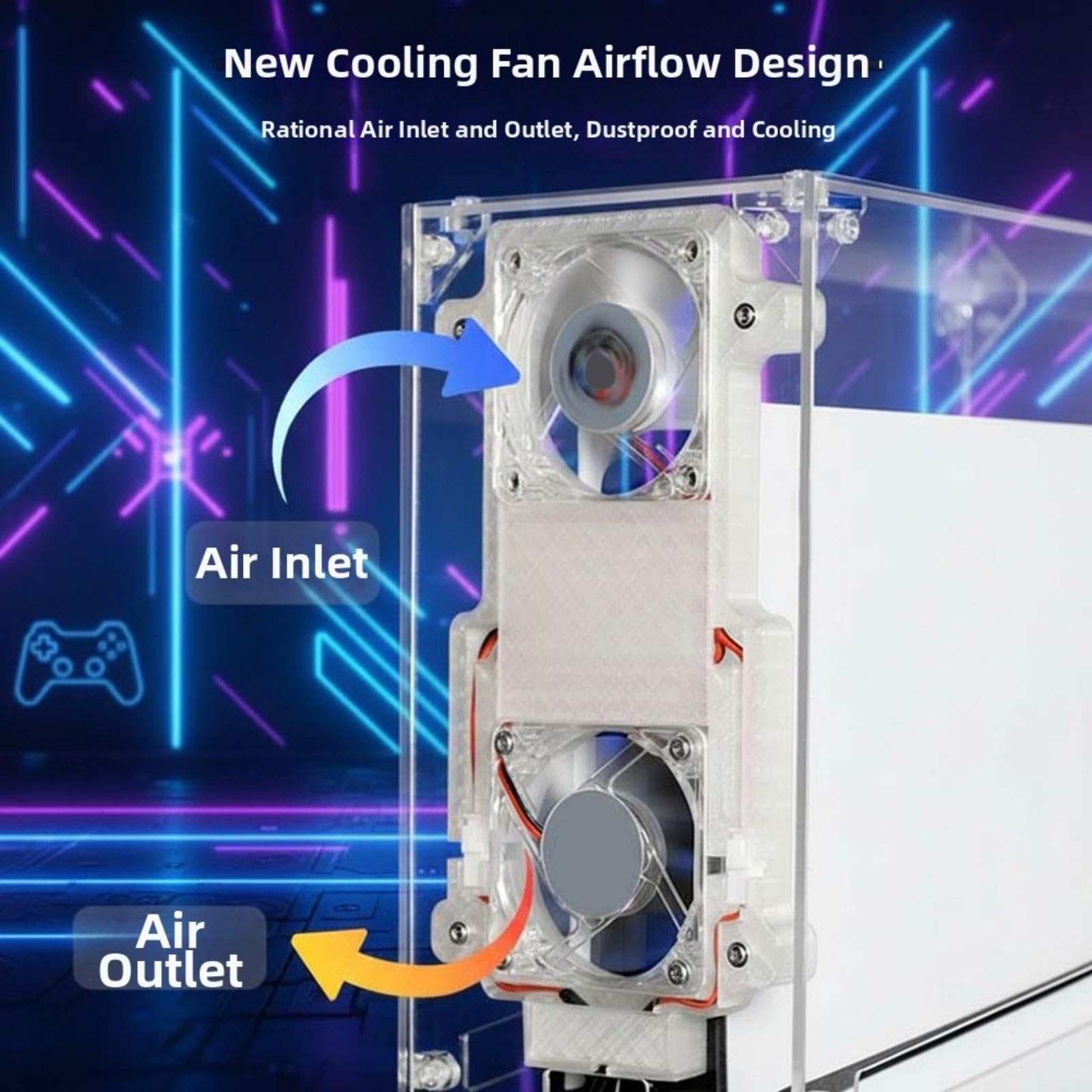 Copertura antipolvere trasparente per PS5 per Slim con ventilazione migliorata, custodia trasparente per dissipazione del calore, protezione su misura per Sony per Playstation 5 Slim
