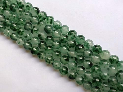 Miniatura 2 de Cuentas de jade con flores verdes de 0.394 pulgadas, 35 cuentas redondas sueltas y lisas para hacer joyas, manualidades, 1 hebra (cuentas de jade