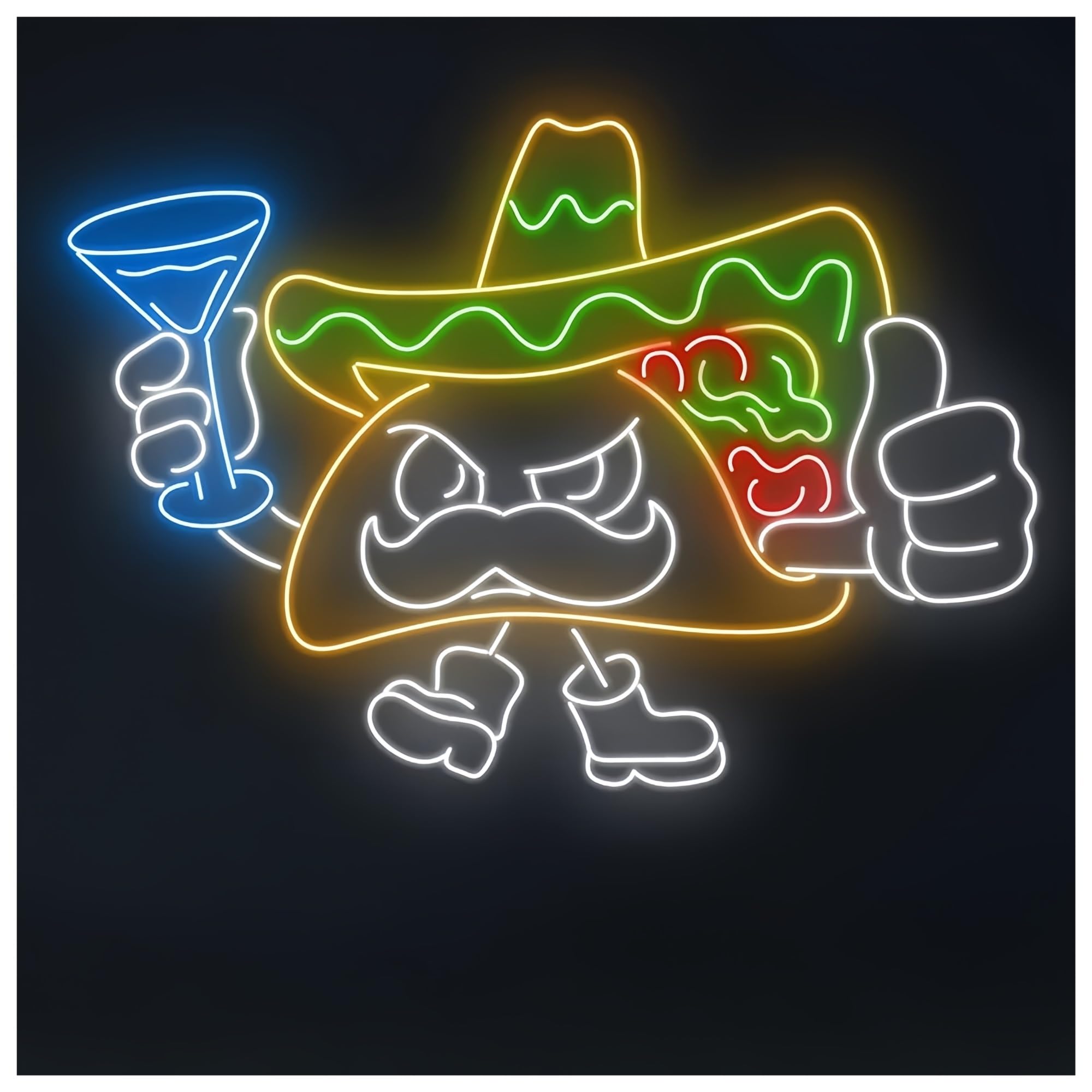 SHOUXI Sign Lamp Cocktail Glass Tacos Neon Signs Tacos Neon Lights Suitable for Restaurants Birthday Party Decor Commercial Signs(80CM)