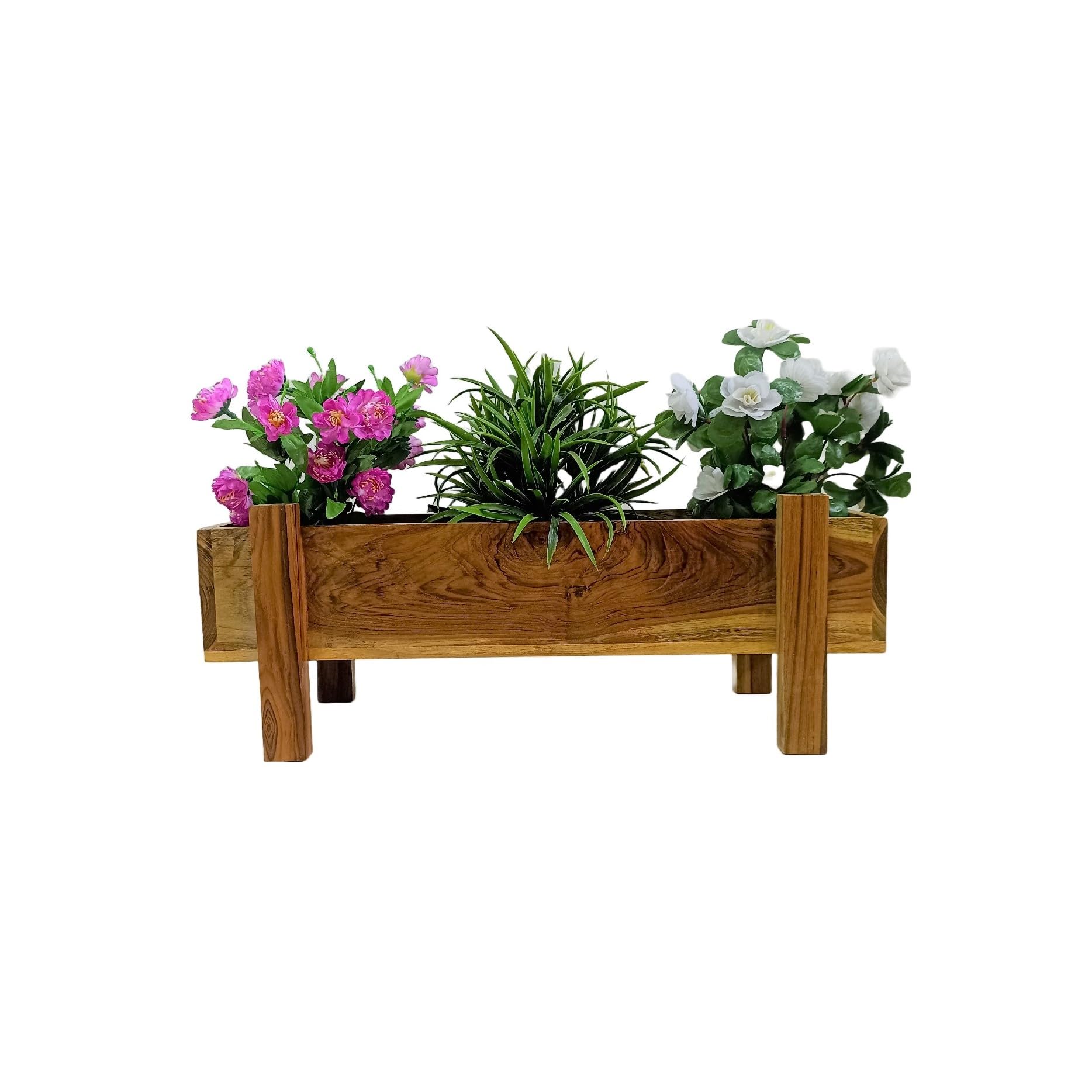 TEAKWOODKART - Modern Wooden Decorative Four Pots Planter Stand Rack with Pots for Outdoor Indoor Home Office Garden Balcony Porch Patio Terrace/ Modern Flower Vase |TWK_GF017| (B0BLK7J99B) Amazon Price History, Amazon Price Tracker