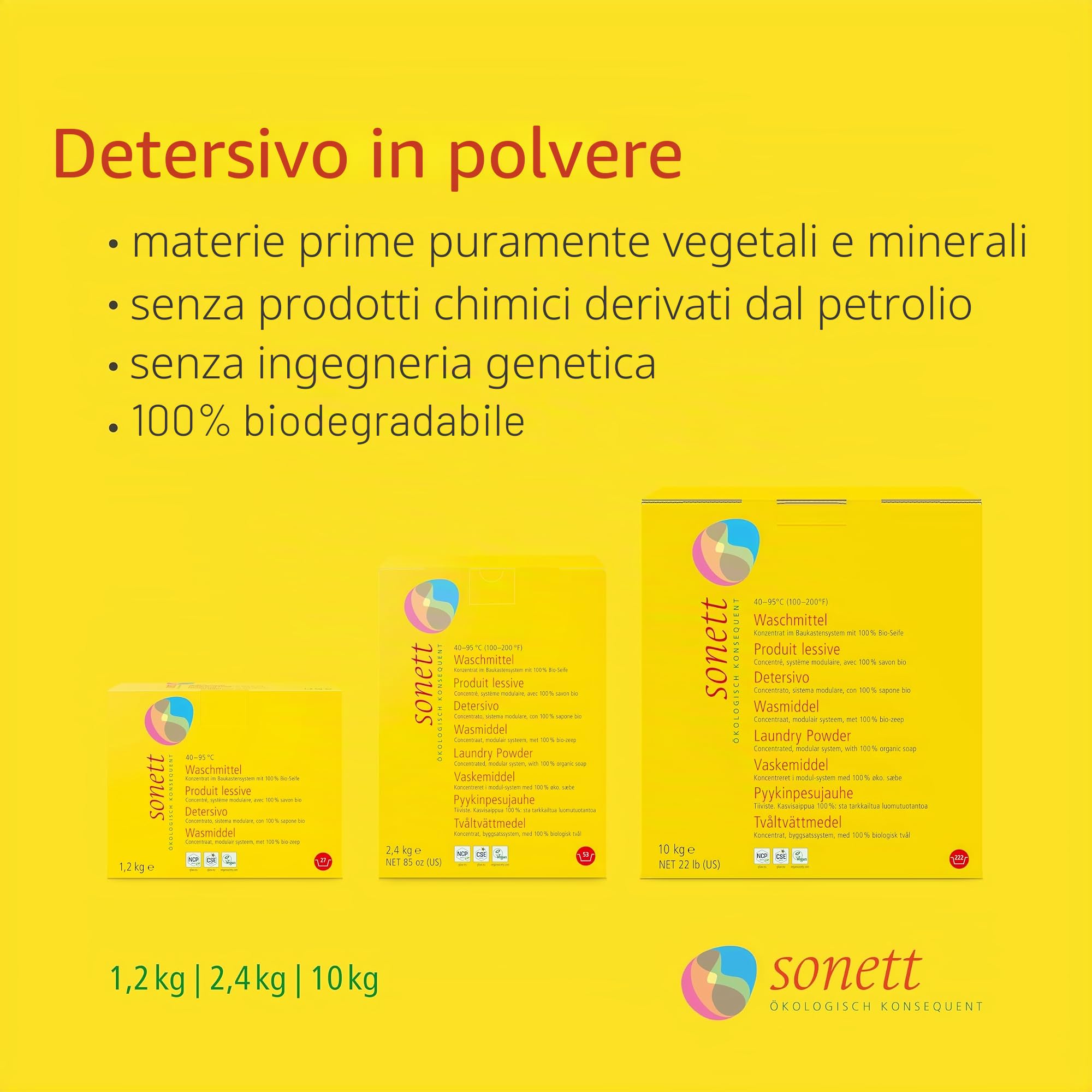 Detersivo in polvere: 100% biodegradabile.