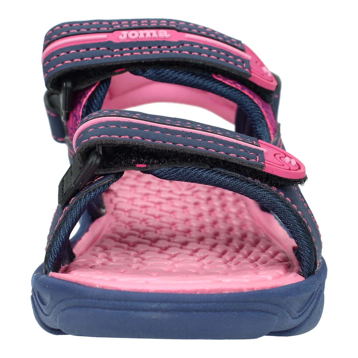 Joma SOCEJS2443V Sandalias de Verano para niñas, Color Azul Marino y Fucsia, con Cinta Textil Adhesiva, Sandalias de Goma para niñas NIÑA Sandalias