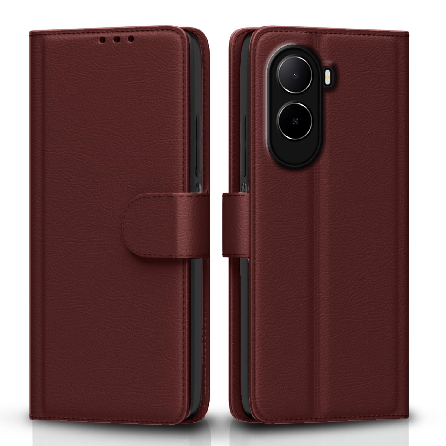 Pikkme Flip Cover for Mi Redmi A7 Pro/Poco C85x 5G / C81 Leather Finish | Inside TPU with Card Pockets | Wallet Stand and Shock Proof | Complete Protection Flip Case (Brown)-image-26