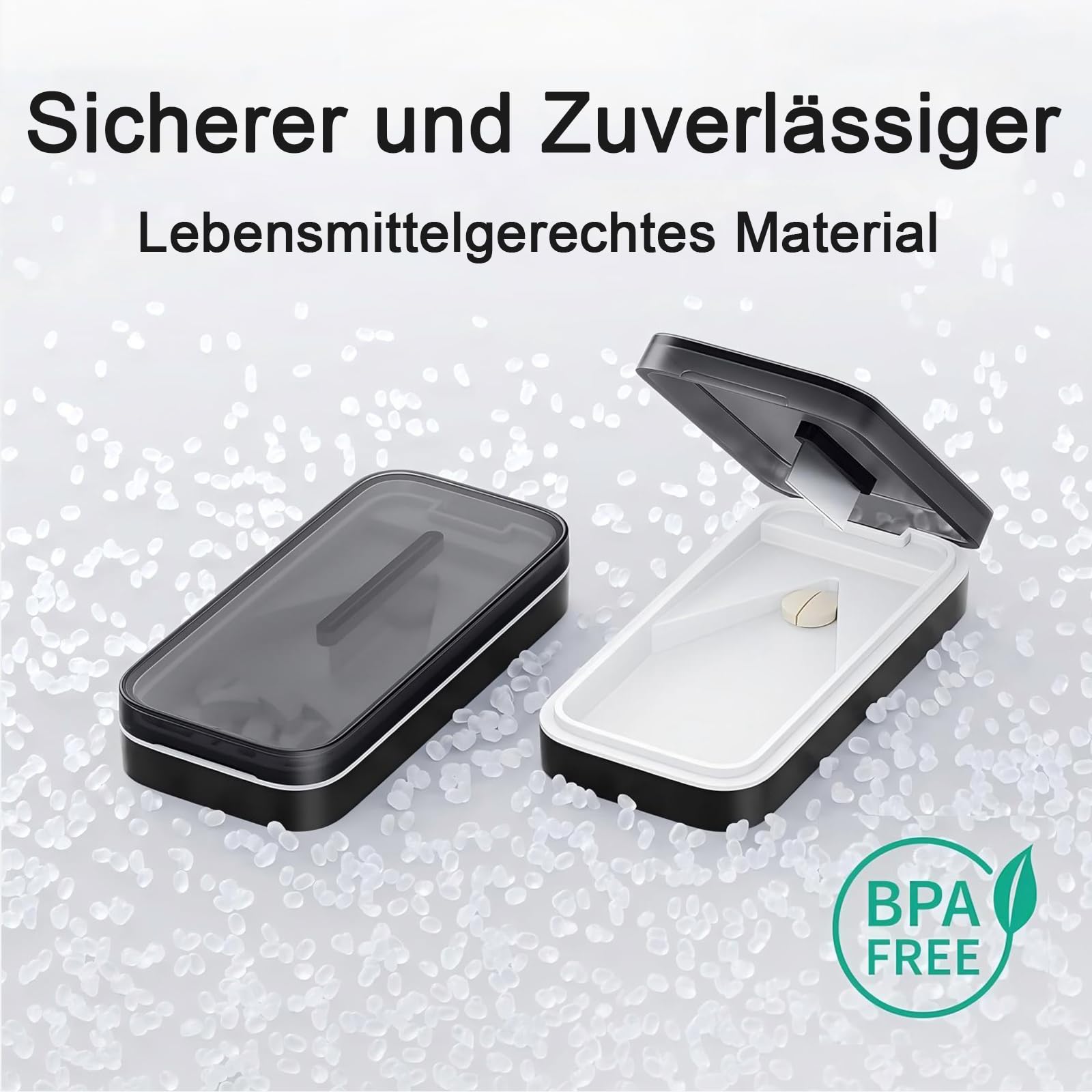 BUG HULL Tablettenteiler mit V-förmigem Abnehmbarer Silikonmatte, Tablettenteiler für Alle Tabletten, Tablettenschneider mit Scharfer Klinge, Pillenschneider Kleine Tabletten_Dunkelgrau