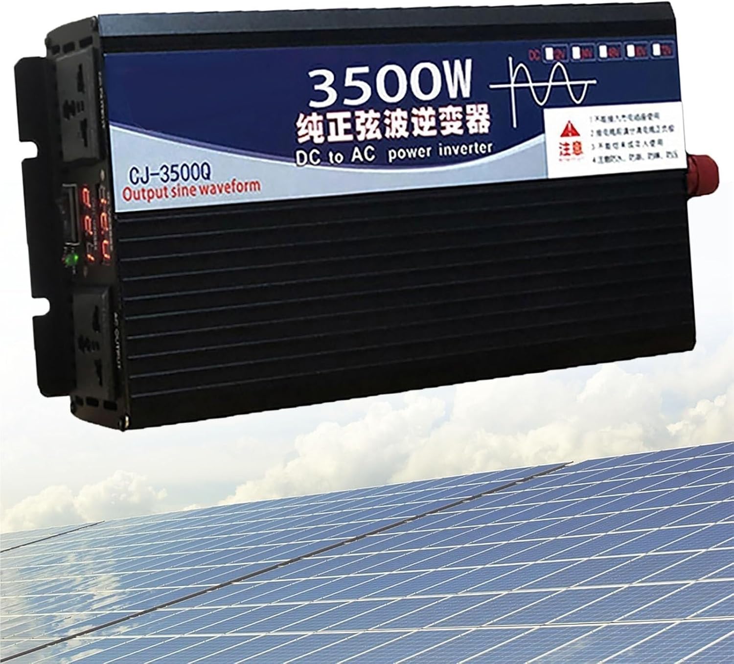 3500W 4000W 5000W Pure Sine Wave Inverter - 12V-72V DC to 110V/120V AC Car Power Converter, Solar Inverter with AC Outlets & LCD Display for Cars, Trucks, Homes, and Laptops