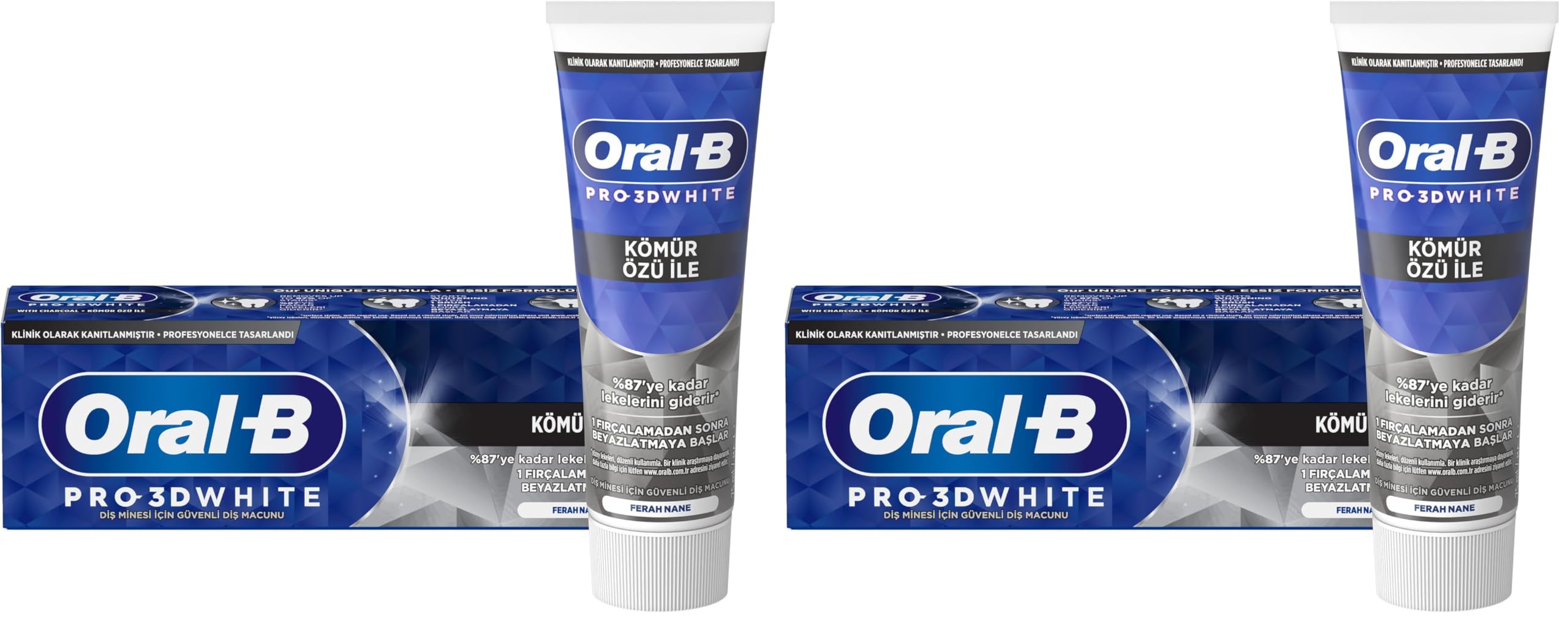 Oral-B Pro 3D White Kömür Özlü Diş Macunu 75 ml 2li paket