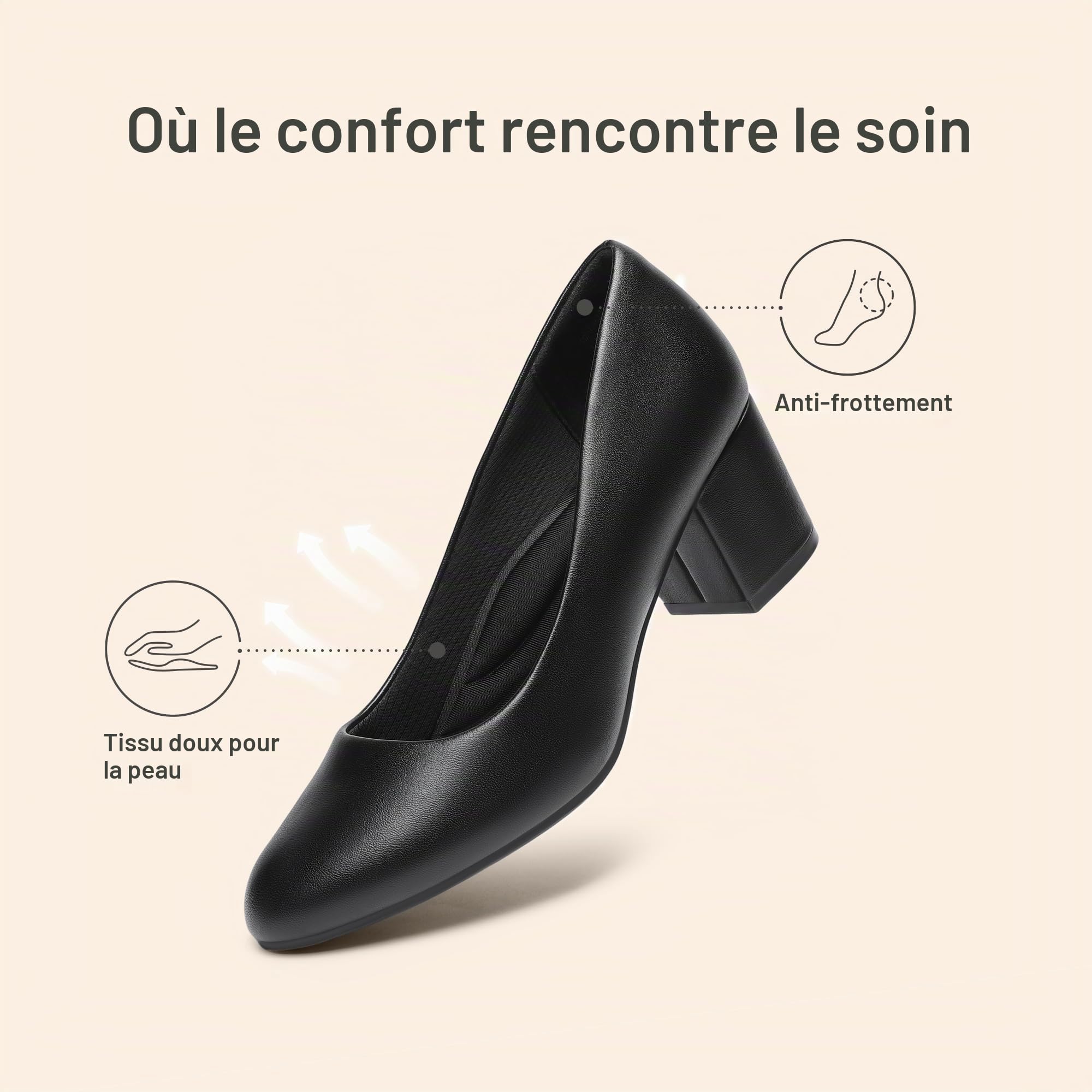 DREAM PAIRS Escarpins Femme Confortables Chaussures de Travail Classiques et Simples, Idéales pour Tenues de Bureau et Costumes Professionnels