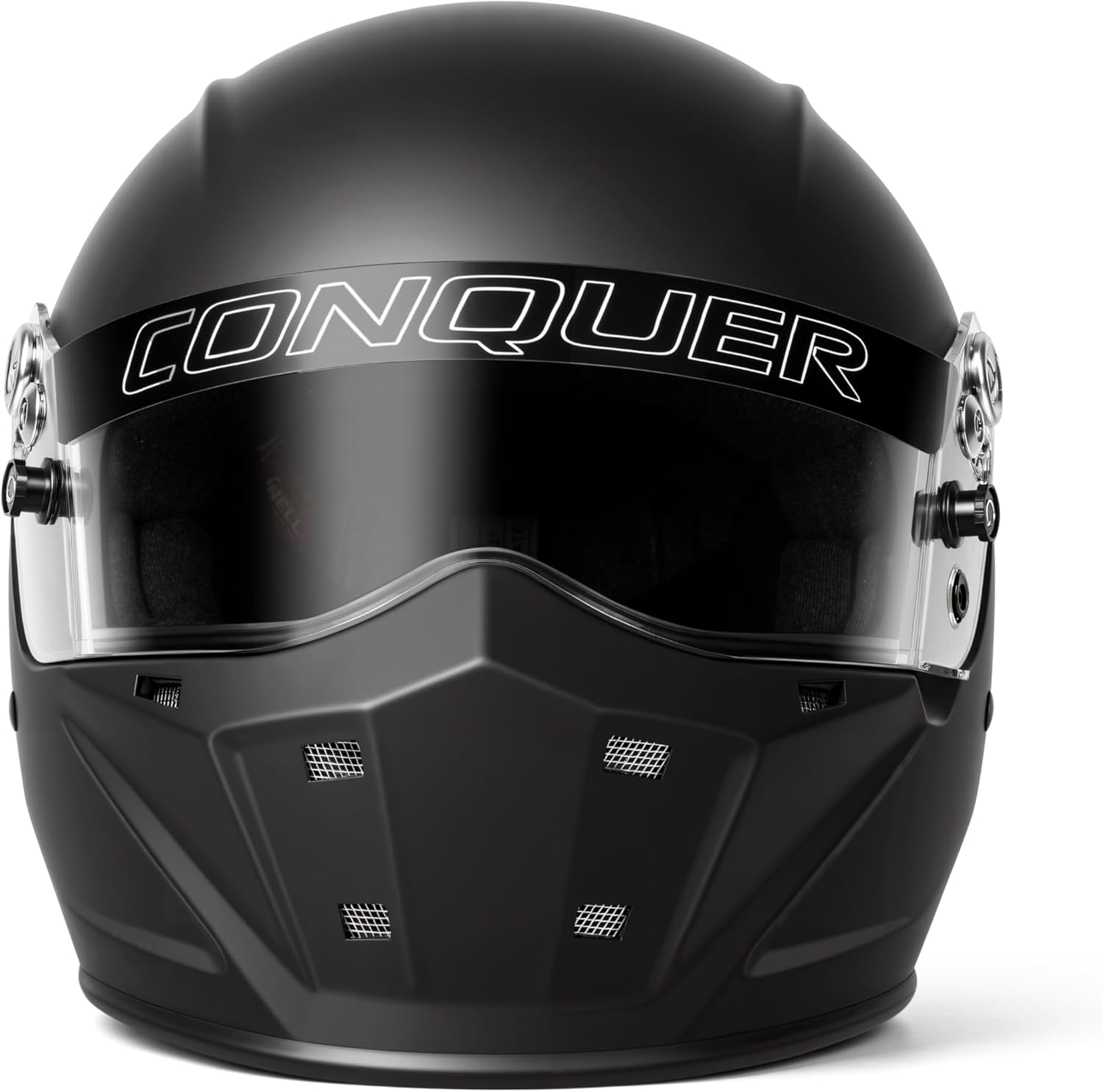 Conquer Snell SA2020 Approved Full Face Auto Racing Race Car Helmet - Adult | Men | Women | - Black / White / Silver (Black, Large)