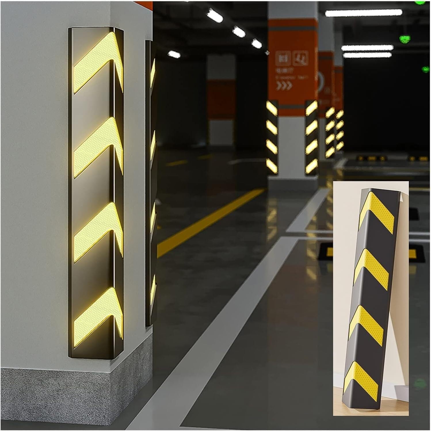Accessories Rubber Corner Guards Wall Corner Guard Rubber Protector Reflective Elevator Edges Guards 1cm Thick(2pcs-80cm)
