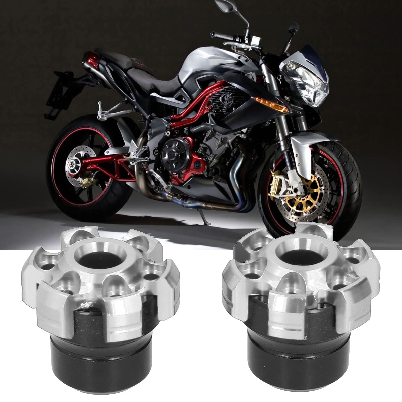 KKPLZZ Curseurs de Cadre de Fourche de Roue 2 Pièces, Protection contre les Accidents de Moto en Alliage D'aluminium CNC, avec des Performances Stables, pour Motos Universelles et Vélos (Argent)