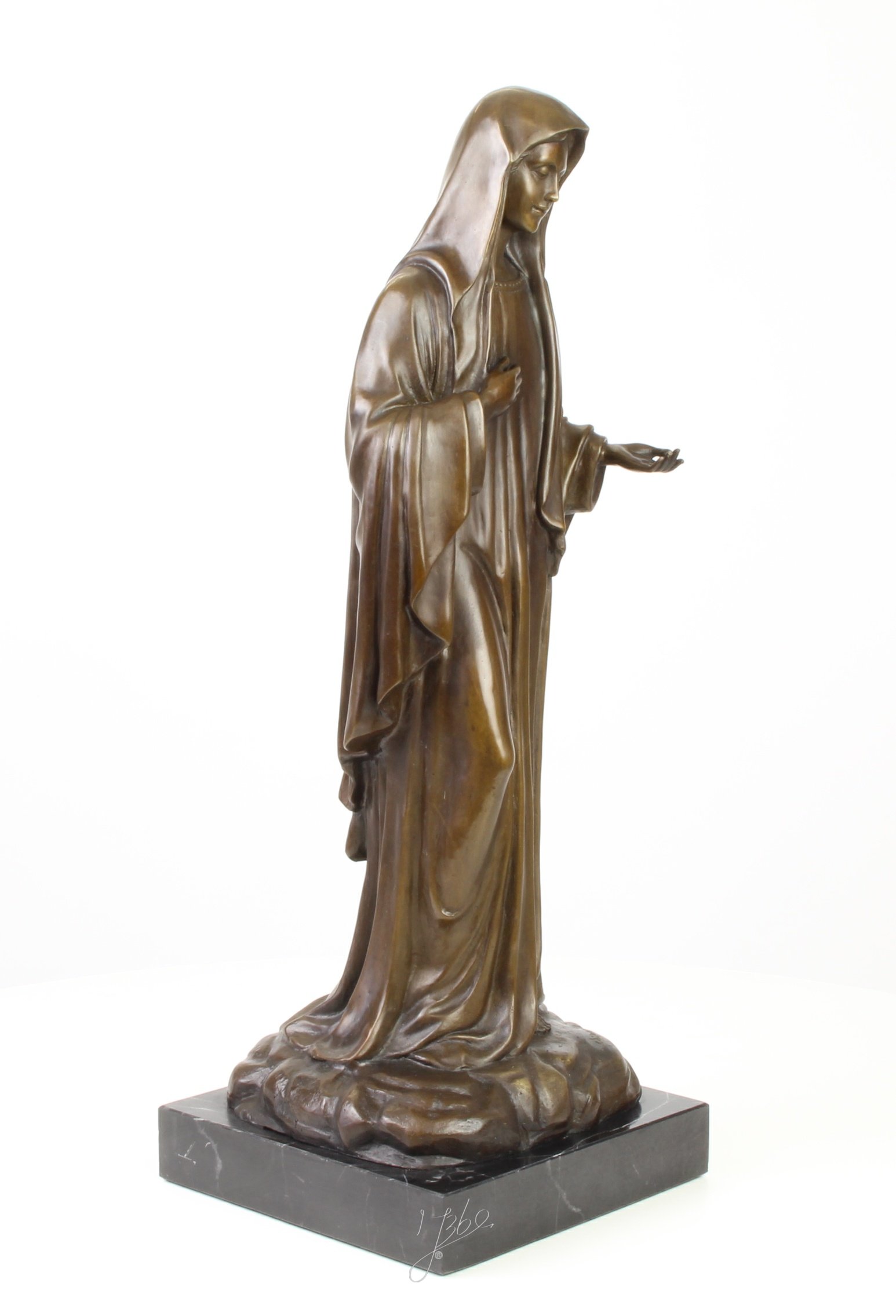 Bronzefigur Skulptur Motiv: Madonna auf Marmorsockel Bronze Höhe 58,1 cm