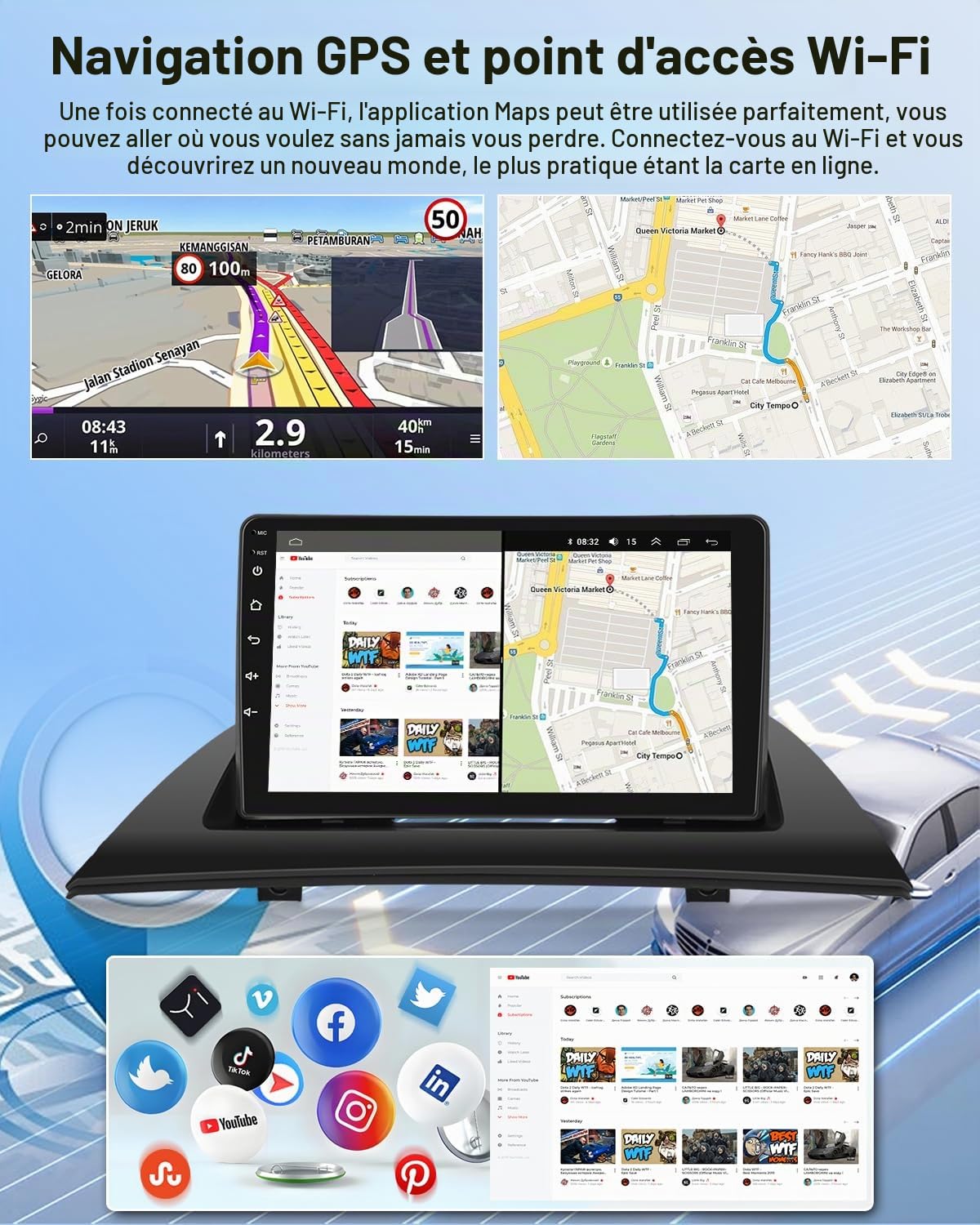 NHOPEEW Autoradio Android 2G+64G pour BMW X3 E83 2004-2012 - sans Fil Carplay & Android Auto - Stéréo Android 9 Pouces avec WiFi EQ GPS Mirror Link FM RDS + AHD Caméra de recul&Mic