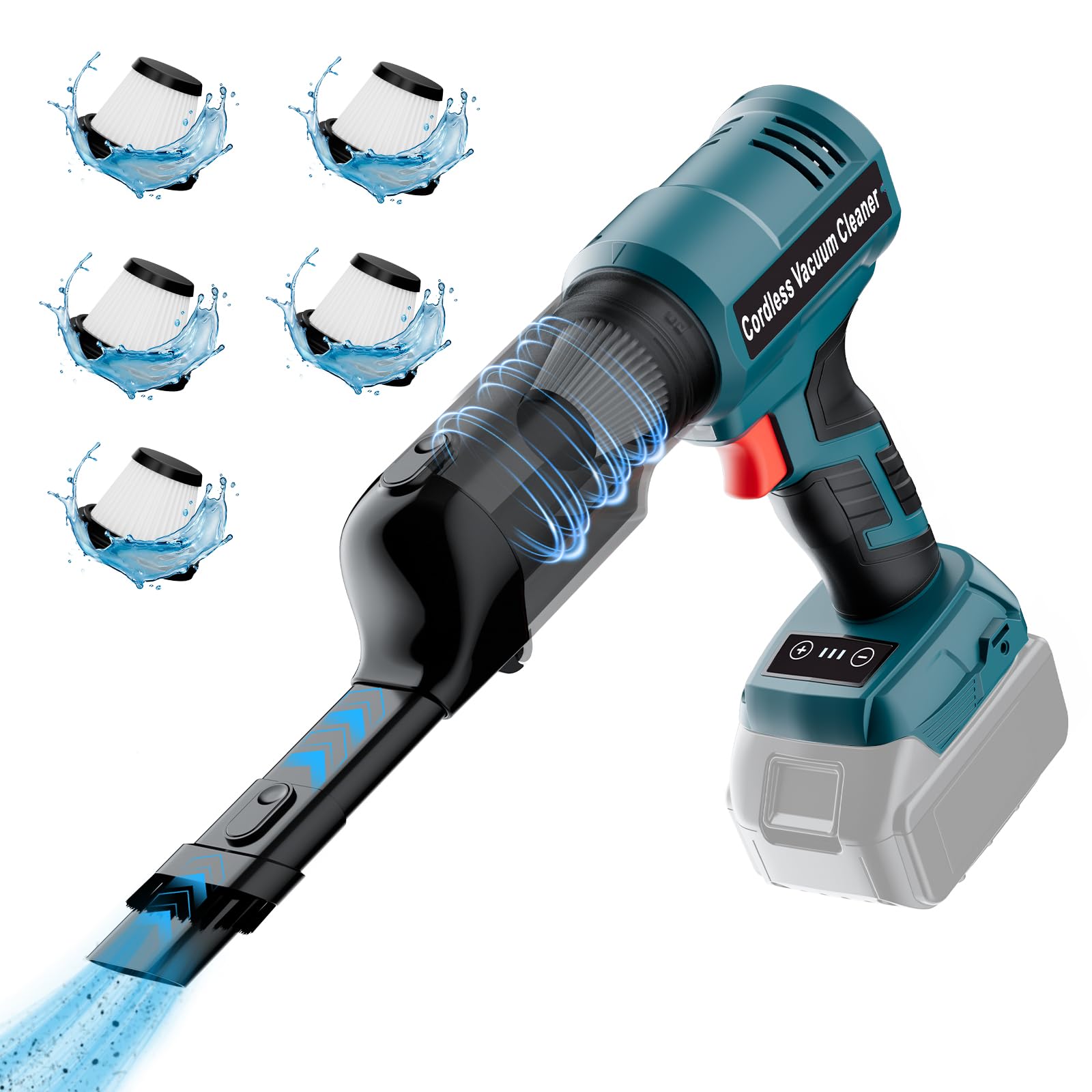 YEX-BUR Cordless Handheld Vacuum for Makita 18V Battery(Tool Only), 240W Powerful Car Vacuum with Brushless Motor, 3-Speed, 5 Filters, Portable Vacuum Cleaner for Home Office Car Pet