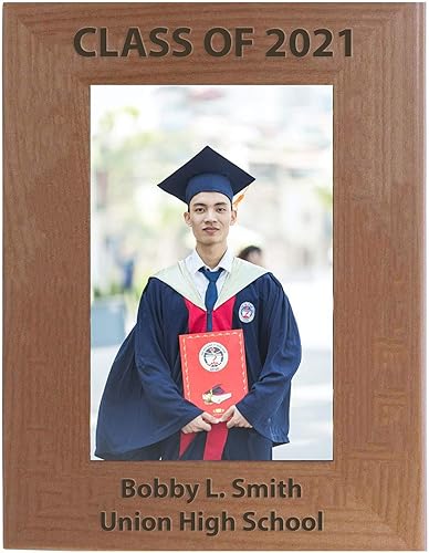 Miniatura 1 de Congratulations Graduate Class Of 2019 2020 2021 2022  Marco de fotos personalizado de madera de aliso natural  Añade nombre, año, nombre de la