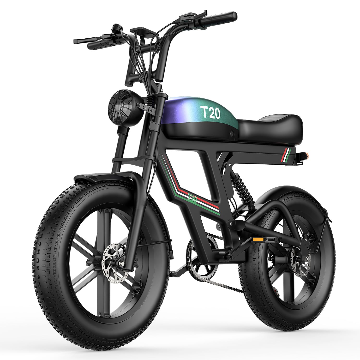 T20 Bici Elettrica per Adulti, 48V 20AH Batteria Rimovibile, Bicicletta Elettrica Fuoristrada, Pneumatici Larghi Da 20" * 4.0", Fino a 120KM Doppia Sospensione