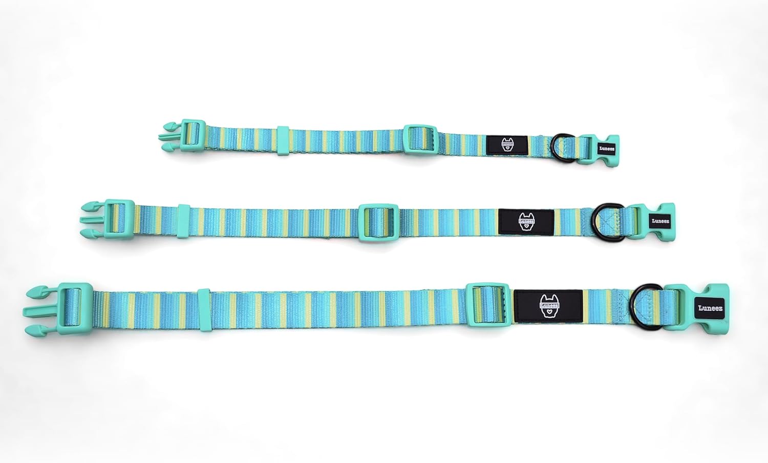 Premium Dog Collar, Pink and Neon Green Leopard Pattern, Adjustable with Safety Buckle (Medium, Striped)